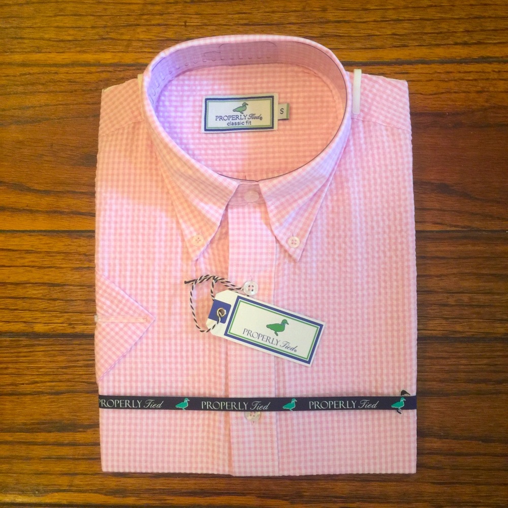 NEW Properly Tied Pink Seersucker Short Sleeve